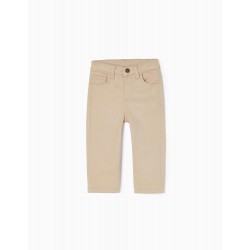 TROUSERS IN COTTON TWILL FOR BABY BOY, BEIGE