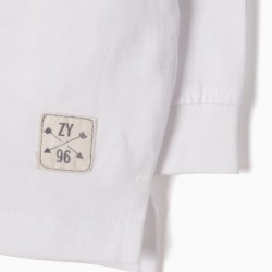LONG SLEEVE POLO FOR BABY BOY, WHITE