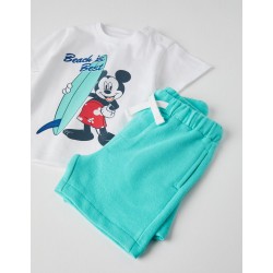 T-SHIRT + SHORT FOR BABY BOY 'MICKEY', WHITE/GREEN WATER