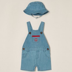 DUNGAREES + HAT FOR BABY BOY, BLUE
