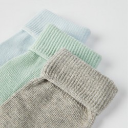 3 PAIRS OF CUFFED SOCKS FOR BABY BOYS, MULTICOLORED