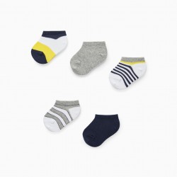  5 PAIRS OF SHORT SOCKS FOR BABY BOY 'STRIPES', MULTICOLORED