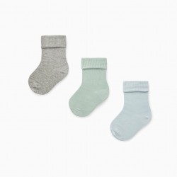 3 PAIRS OF CUFFED SOCKS FOR BABY BOYS, MULTICOLORED