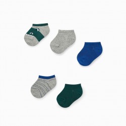5 PAIRS OF ANKLE SOCKS FOR BABY BOYS 'CROC', MULTICOLOURED