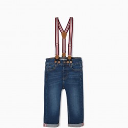 BABY BOY JEANS WITH SUSPENDERS, BLUE