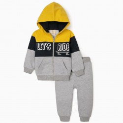 'LET'S RIDE' BABY BOY TRACKSUIT, GRAY