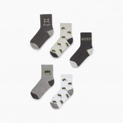 PACK 5 PAIRS OF COTTON SOCKS FOR BOY 'BATMAN', GREY/WHITE