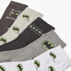 PACK 5 PAIRS OF COTTON SOCKS FOR BOY 'BATMAN', GREY/WHITE