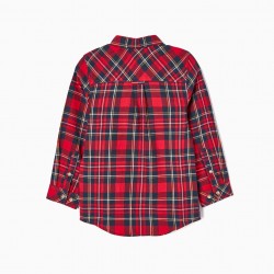 SHIRT WITH COTTON FLANNEL CHESS FOR BOY, RED