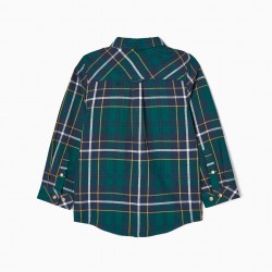 SHIRT WITH COTTON FLANNEL CHESS FOR BOY, GREEN