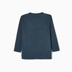 LONG SLEEVE T-SHIRT IN COTTON FOR BOY 'GSTAAD', DARK BLUE