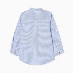 LONG SLEEVE SHIRT IN COTTON FOR BOYS, BLUE/WHITE