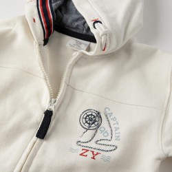 HOODED JACKET FOR BOYS 'ZY CAPTAIN', WHITE