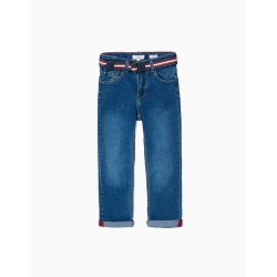 BOY'S STRAIGHT FIT JEANS WITH BELT, BLUE