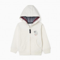 HOODED JACKET FOR BABY BOY 'ZY CAPTAIN', WHITE