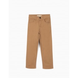 TWILL PANTS FOR BOYS, CAMEL