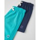 2 KNITTED SHORTS FOR BOYS, WATER GREEN/DARK BLUE