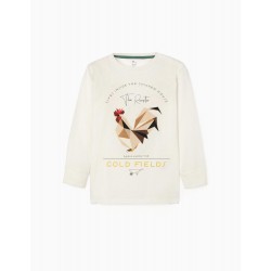 'THE ROOSTER' BOY'S LONG SLEEVE T-SHIRT, WHITE