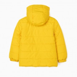 BOY'S QUILTED HOODED JACKET, YELLOW