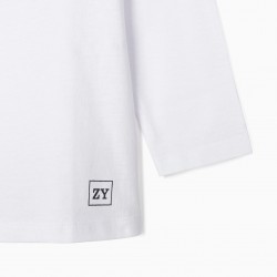 2 LONG SLEEVE T-SHIRTS FOR BOY, WHITE