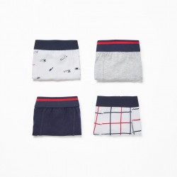 PACK 4 COTTON BOXERS FOR BOYS 'HELICOPTERS', MULTICOLOR