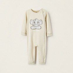 COTTON BABYGROW WITH 3D PAWS FOR BABY BOY 'LION KING', BEIGE