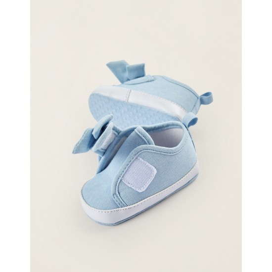 SHOES WITH BOW FOR NEWBORN, LIGHT BLUE
