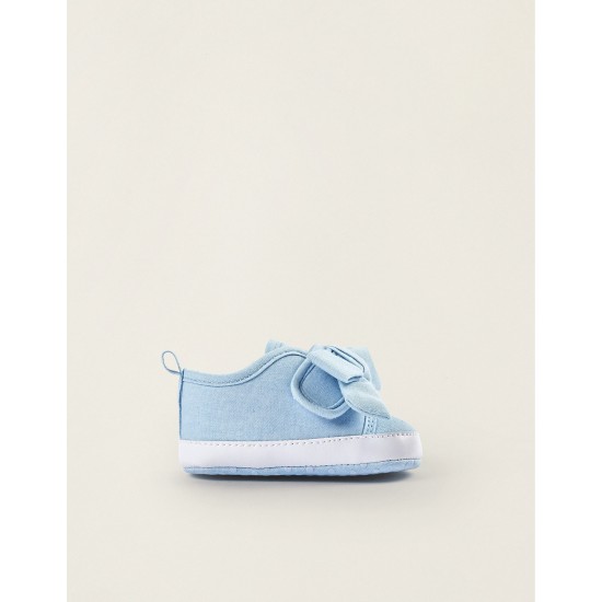 SHOES WITH BOW FOR NEWBORN, LIGHT BLUE