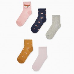 PACK 5 PAIRS OF COTTON SOCKS FOR GIRL 'FOXY', MULTICOLOR