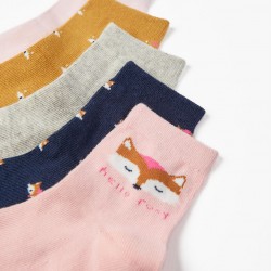 PACK 5 PAIRS OF COTTON SOCKS FOR GIRL 'FOXY', MULTICOLOR