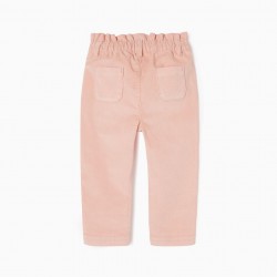 PAPERBAG PANTS IN COTTON BOMBAZINE FOR BABY GIRL, PINK