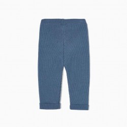 BABY GIRL, BLUE, BABY-GIRL KNITTED PANTS