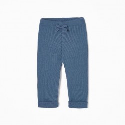 BABY GIRL, BLUE, BABY-GIRL KNITTED PANTS