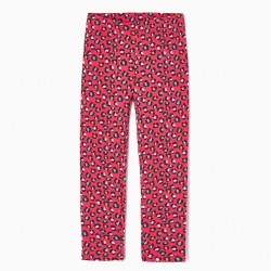 CARDED PRINTED LEGGINGS IN COTTON FOR GIRL, PINK