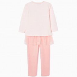 VELVET PAJAMAS WITH TUTU IN COTTON FOR GIRL 'MINNIE', PINK