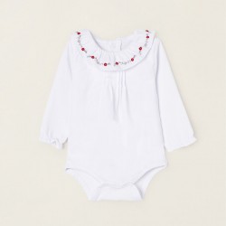 COTTON BODY WITH FLOWERS FOR NEWBORN 'B&S', WHITE