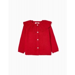 BABY KNIT JACKET GIRL 'B&S', RED