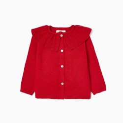 BABY KNIT JACKET GIRL 'B&S', RED