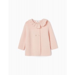 THICK KNIT JACKET FOR BABY GIRL, PINK