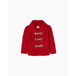 'B&S' BABY THICK KNIT JACKET, RED