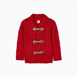 THICK KNIT JACKET FOR 'B&S' BOY, RED