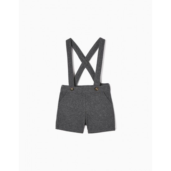 INTERLOCK SHORTS WITH REMOVABLE BABY STRAPS 'B&S', GREY