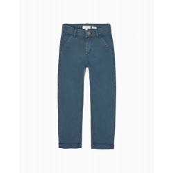 CHINO PANTS IN COTTON TWILL FOR BOY 'SLIM FIT', BLUE