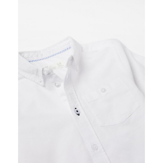 LONG SLEEVE SHIRT IN COTTON FOR BOYS, WHITE