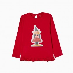 CHRISTMAS T-SHIRT IN COTTON FOR GIRL, RED
