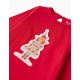 LONG SLEEVE T-SHIRT IN BABY COTTON GIRL 'CHRISTMAS', RED