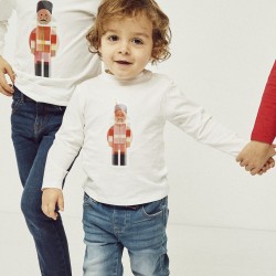CHRISTMAS T-SHIRT IN COTTON FOR BABY BOY, WHITE