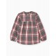 LONG SLEEVE BLOUSE WITH GIRL CHESS 'B&S', GREY/RED