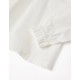 BLOUSE WITH FOLDS IN COTTON FOR GIRL 'B&S', WHITE