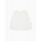BLOUSE WITH FOLDS IN COTTON FOR GIRL 'B&S', WHITE